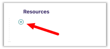about page resources section header with plus sign icon
